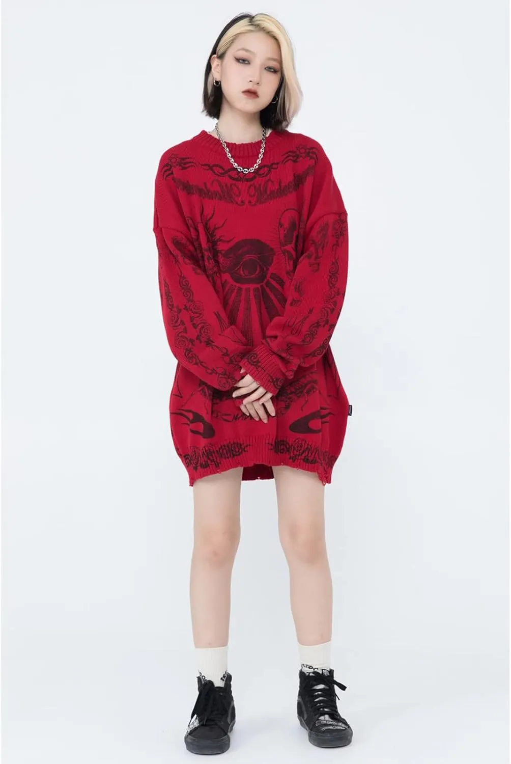 Gothic Dark Harajuku Sweater - Sportswear Casual Trend Head Print Thermal Street Hip Hop