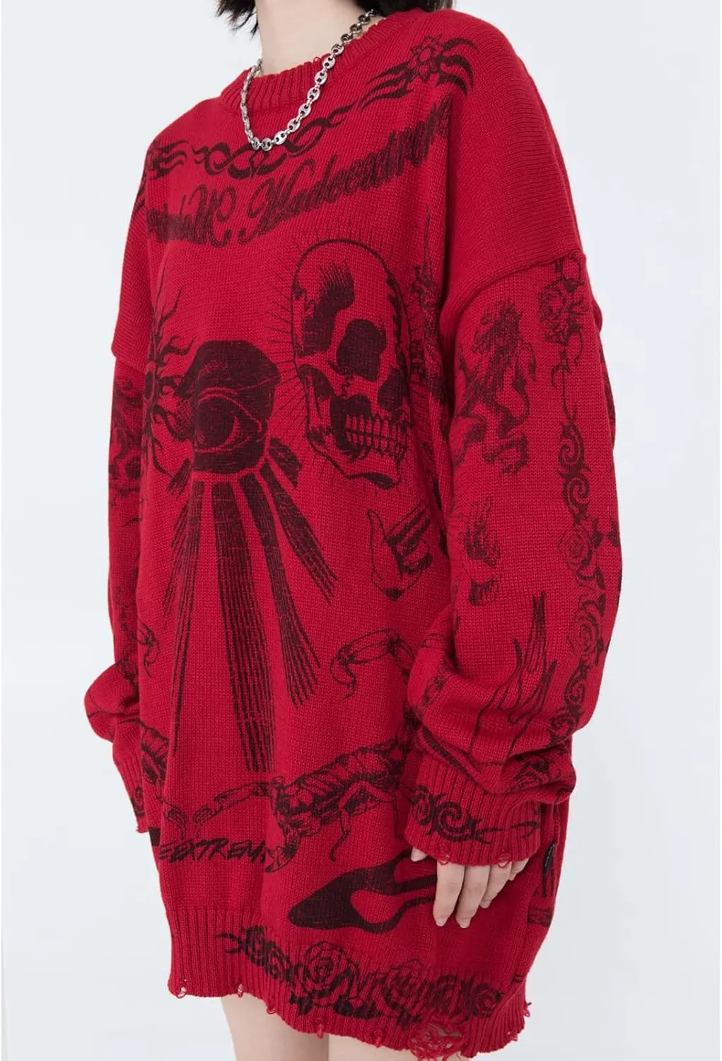Gothic Dark Harajuku Sweater - Sportswear Casual Trend Head Print Thermal Street Hip Hop