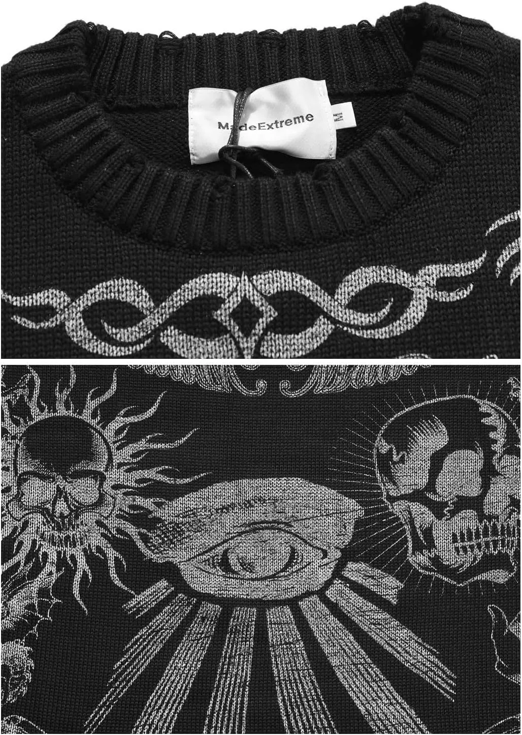 Gothic Dark Harajuku Sweater - Sportswear Casual Trend Head Print Thermal Street Hip Hop