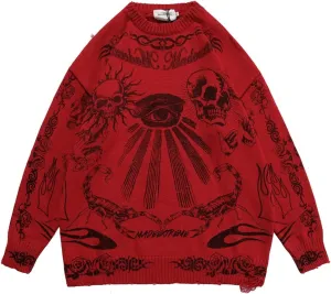 Gothic Dark Harajuku Sweater - Sportswear Casual Trend Head Print Thermal Street Hip Hop