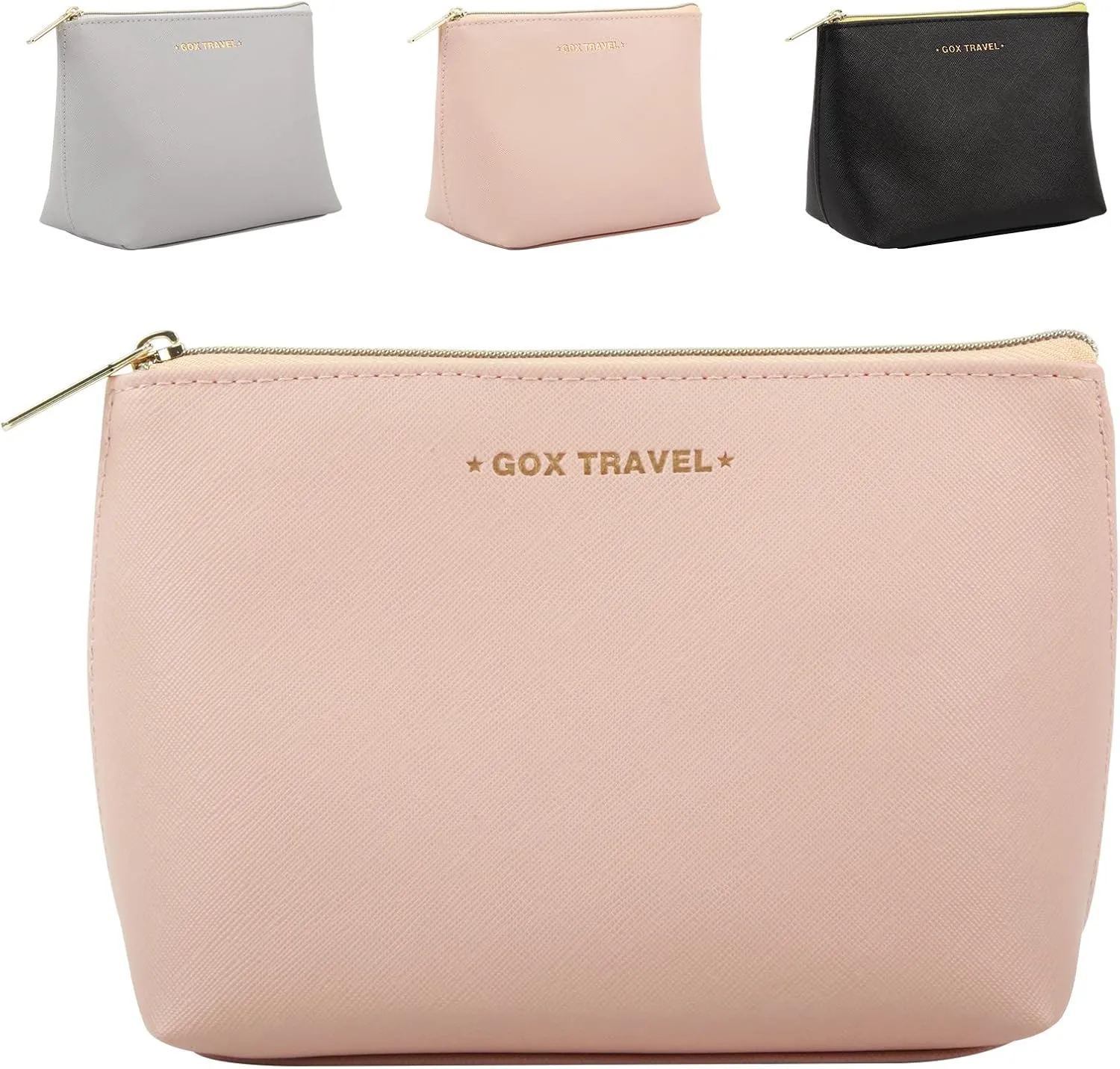 GOX Makeup Bag Cosmetic Travel Bag Portable Water-Resistant Zipper Pouch Accessories Organizer Toiletry Bag for Women Girls, Pink