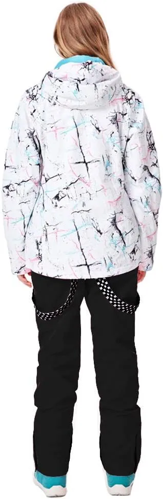 GS SNOWING Women's Ski Jackets and Pants Set Windproof Waterproof Insulated Snowsuit Winter Warm Snowboarding Snow Coat