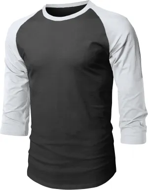 Hat and Beyond Mens Vintage Baseball Raglan 3/4 Sleeve Plain Casual Tee Basic Active T Shirts