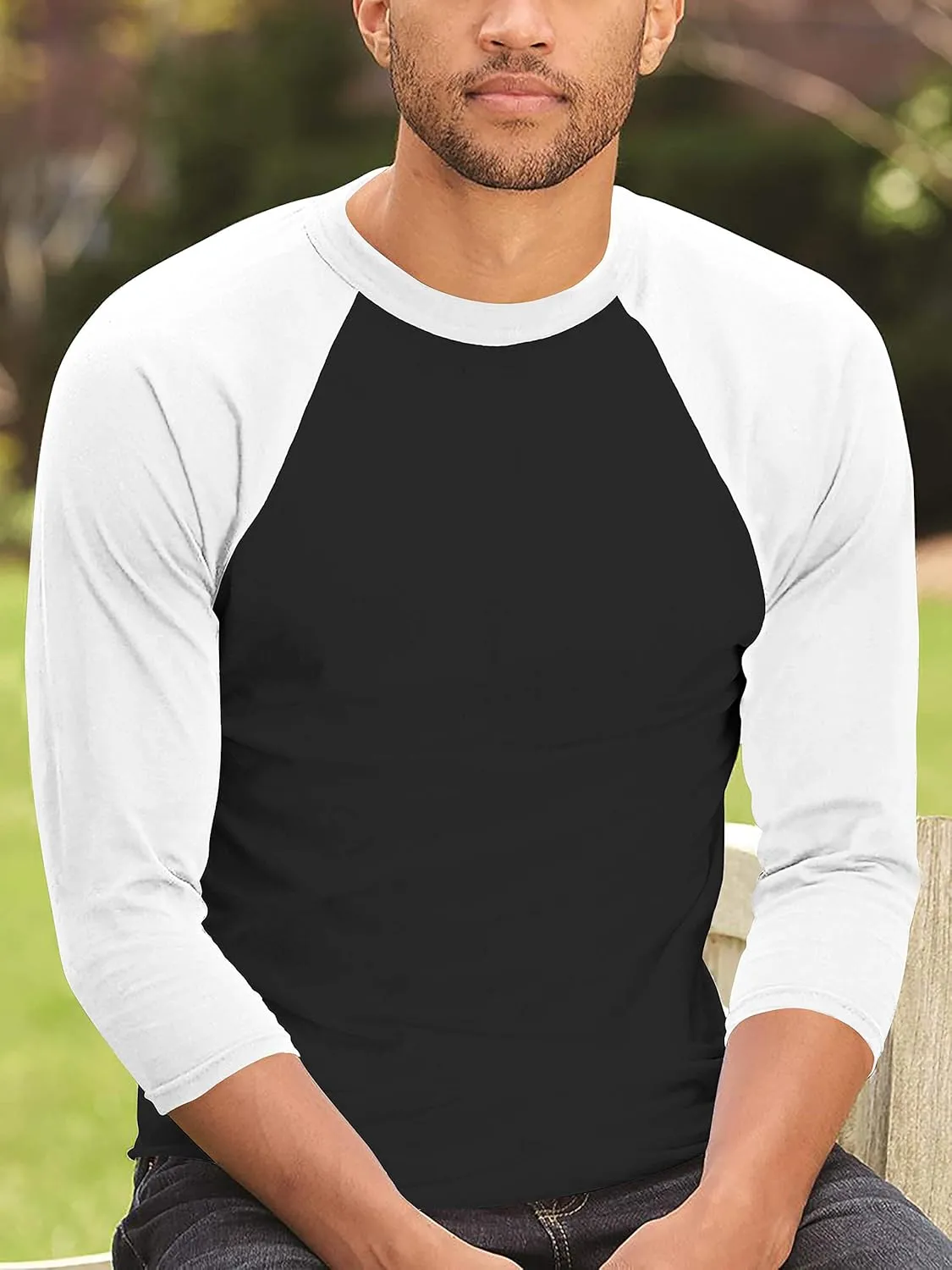 Hat and Beyond Mens Vintage Baseball Raglan 3/4 Sleeve Plain Casual Tee Basic Active T Shirts