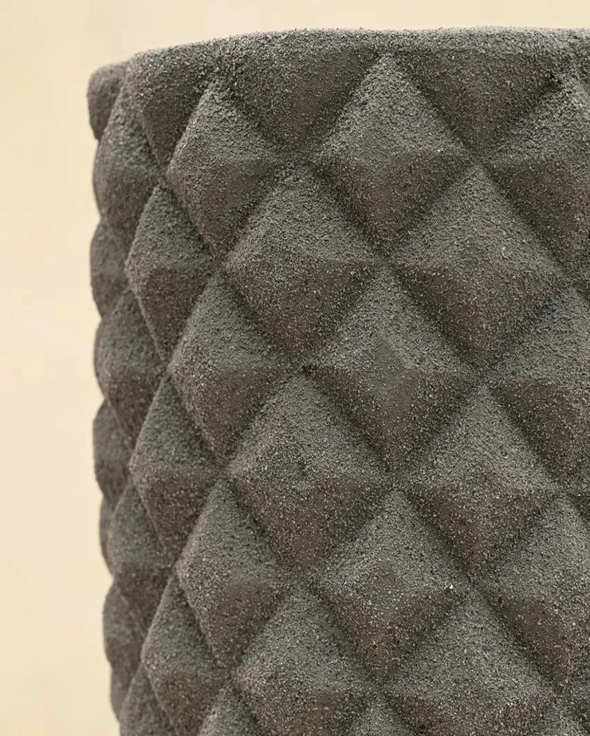 High Grey Diamond Plastic Planter | Plant Not Included
