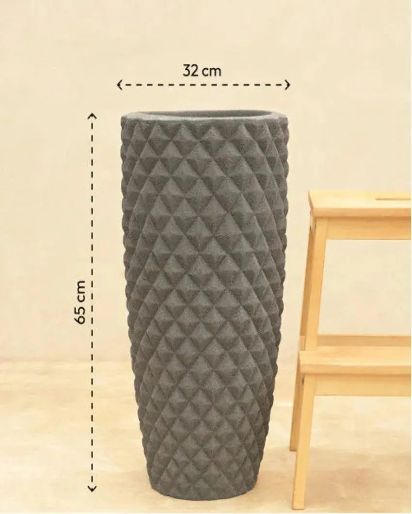 High Grey Diamond Plastic Planter | Plant Not Included