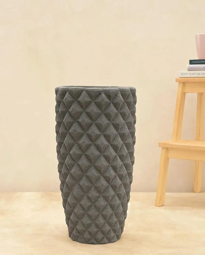 High Grey Diamond Plastic Planter | Plant Not Included