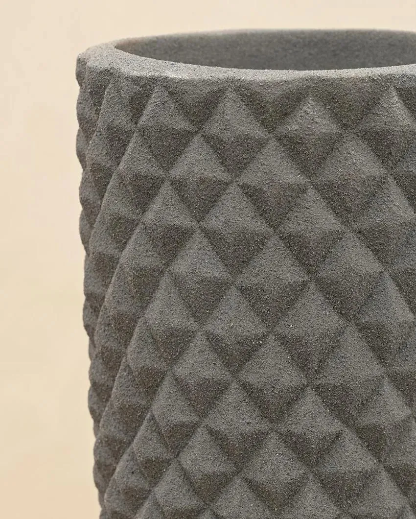 High Grey Diamond Plastic Planter | Plant Not Included
