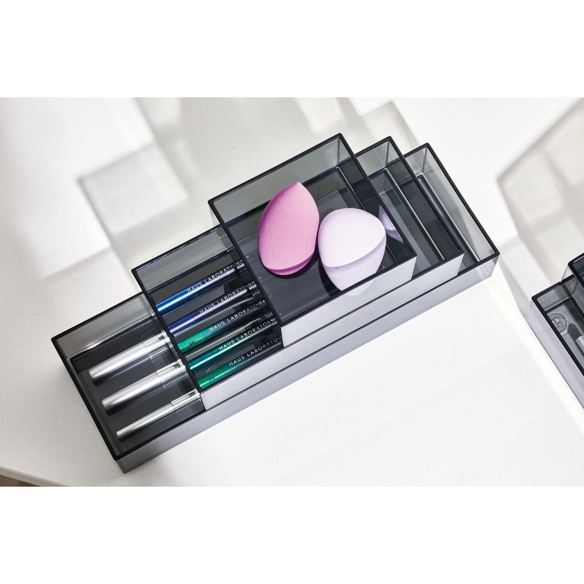 iDesign 3-Piece Cosmetic Organizer Set, Smoke