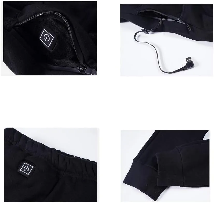 Insulated Heating Underwear Washable USB Electric Heated Thermal Long Sleeve T Shirts with Pants Battery not Include