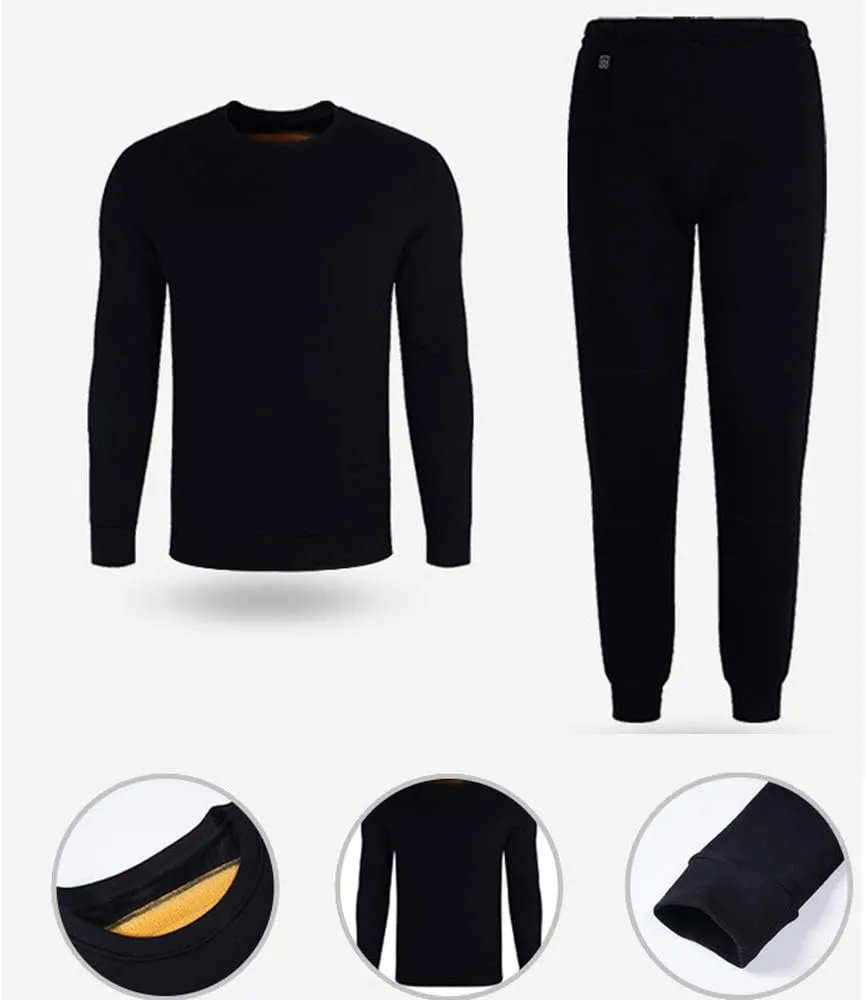 Insulated Heating Underwear Washable USB Electric Heated Thermal Long Sleeve T Shirts with Pants Battery not Include