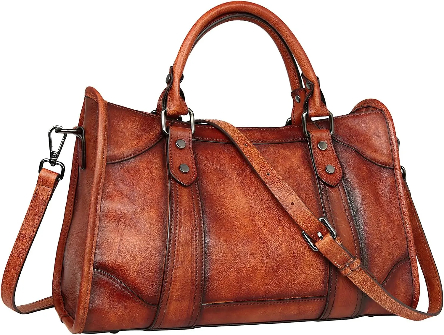 Iswee Satchel Bags for Women Genuine Shoulder Bag Leather Handbags Hobo Crossbody Bags Vintage Purse Tote Bag