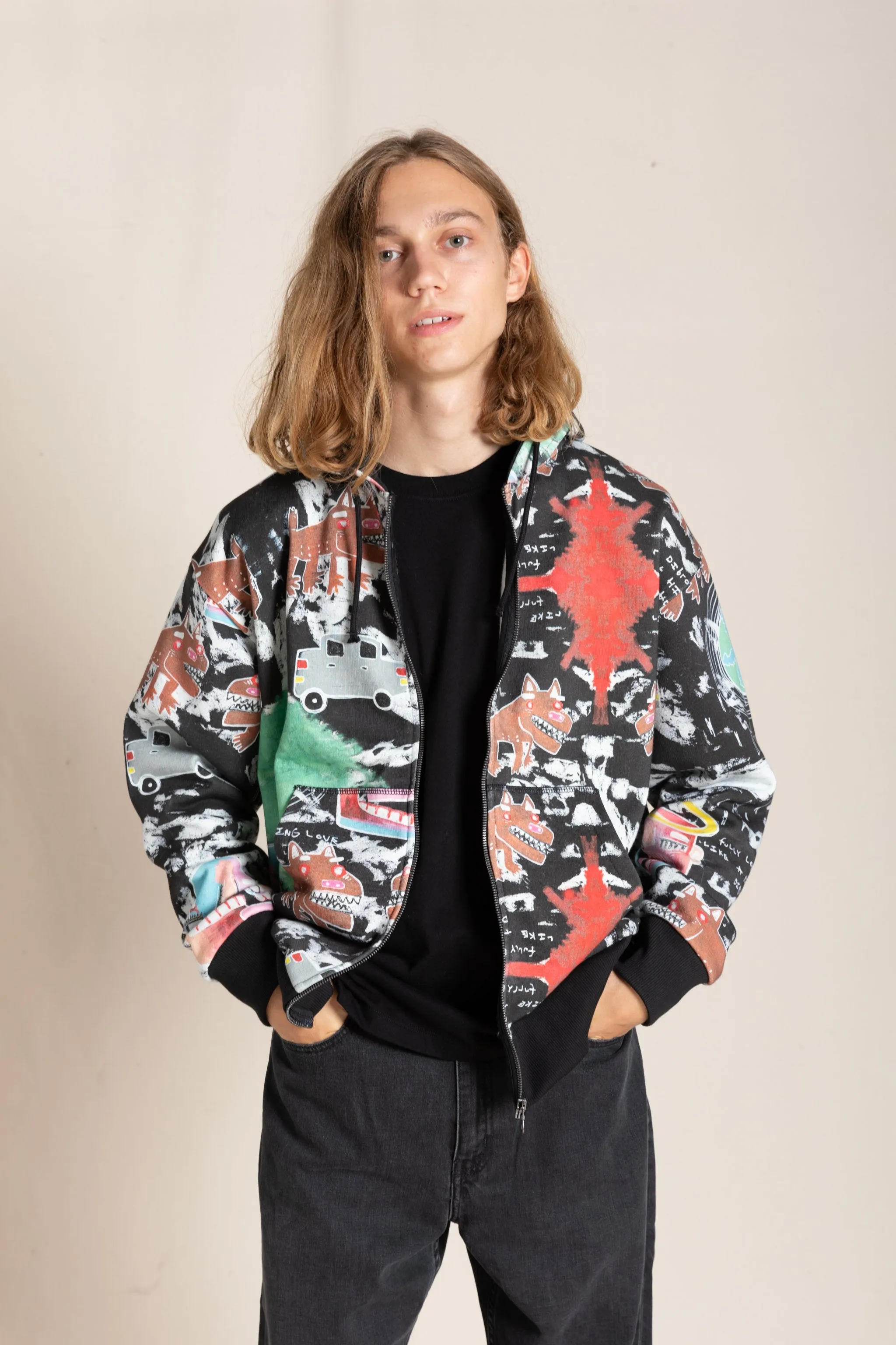 JAKKI Absolute Black Akki World - Zip Hoodie