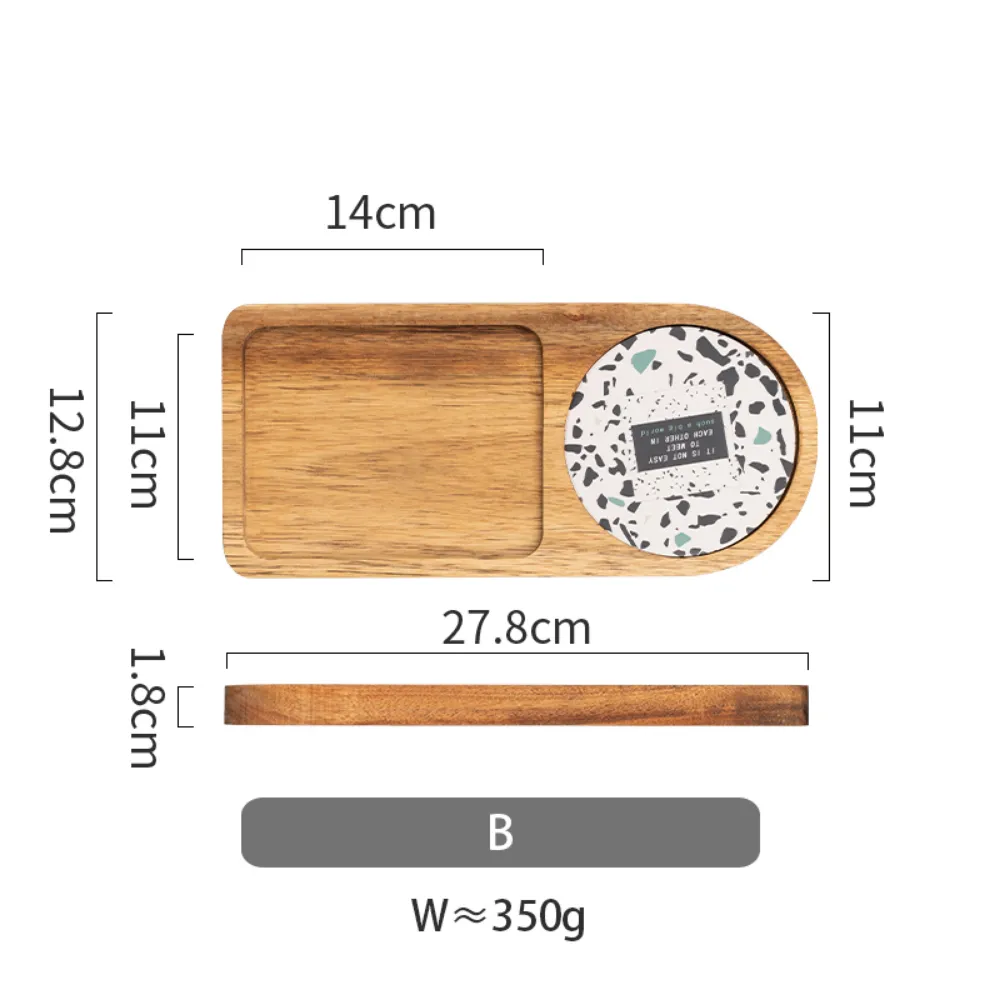 Japanese Style Acacia Wood Afternoon Tea Dessert Plate