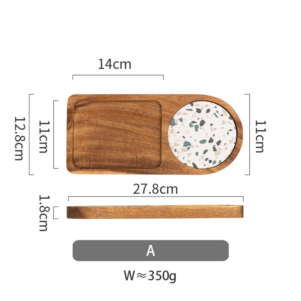 Japanese Style Acacia Wood Afternoon Tea Dessert Plate