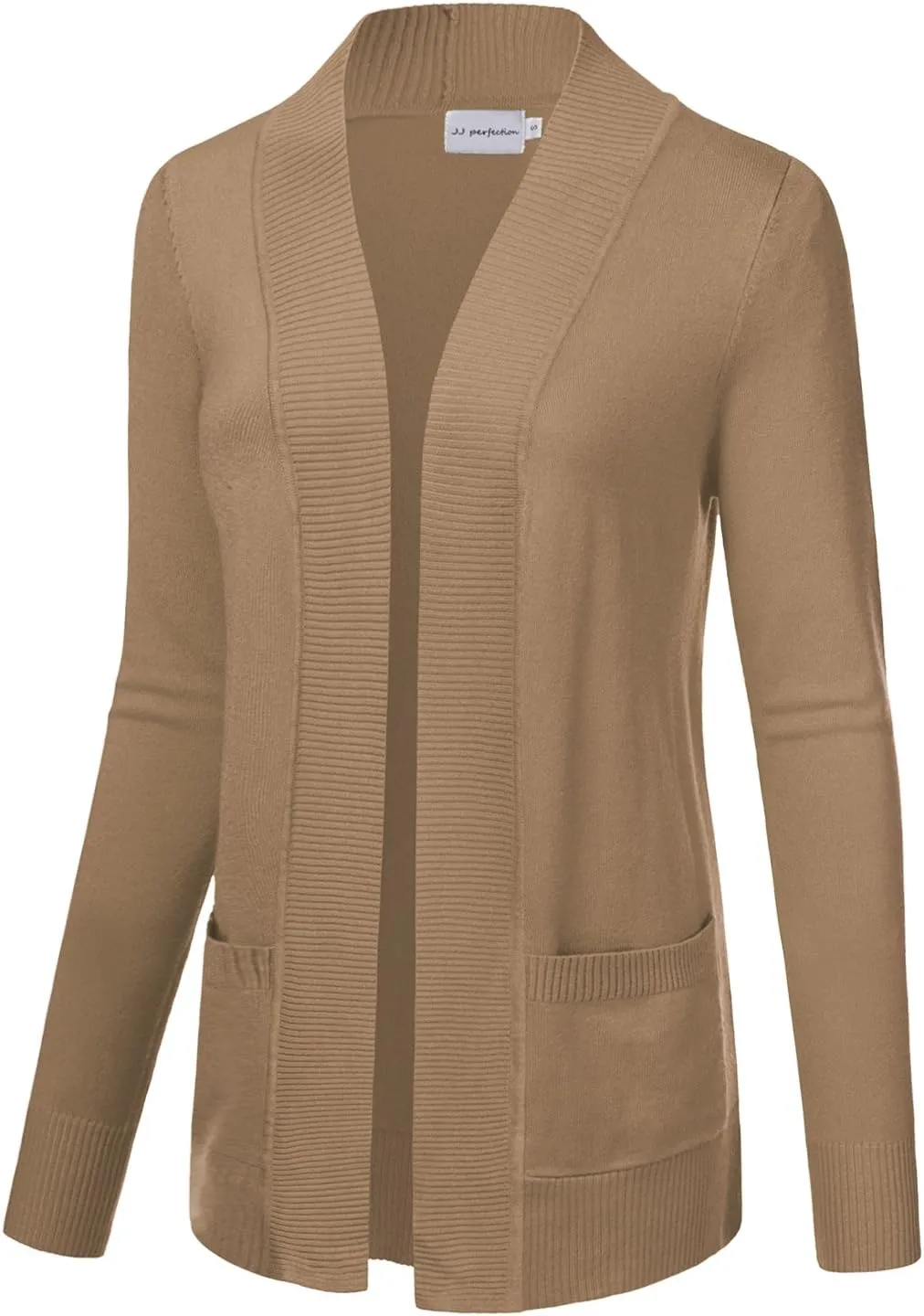 JJ Perfection Casual Open Front Knit Cardigan Long Sleeve with Side Pockets Basic Sweater Jackets for Womens with Plus Size