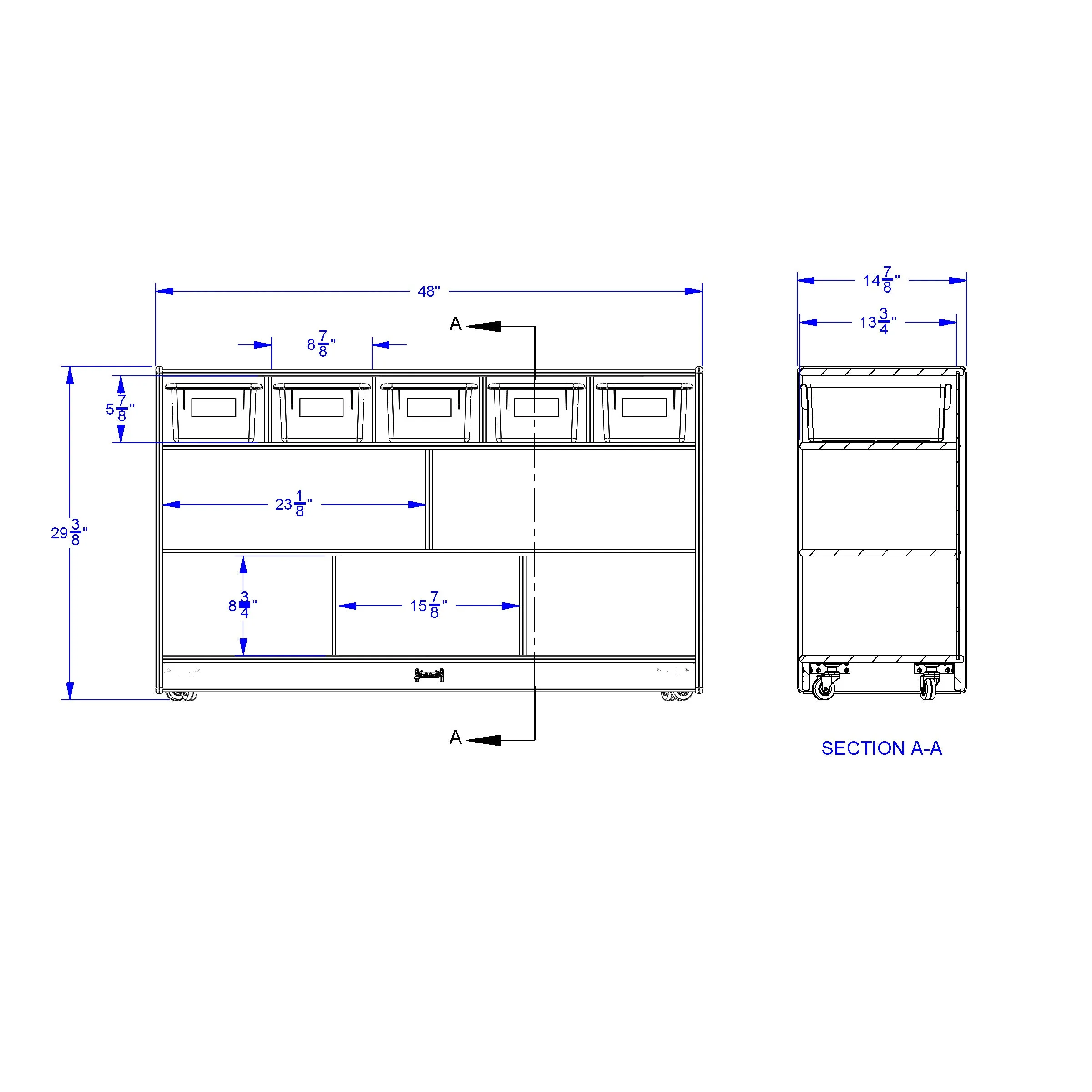 Jonti-Craft® Low Combo Mobile Storage Unit - without Bins