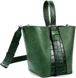 JSEIAJB Women's Leather Handbags Women's Bucket Tote Bags Shoulder Messenger Bags