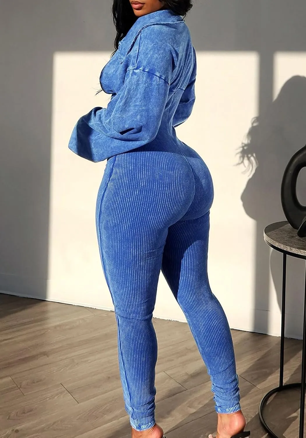 Jumpsuits for Women Casual Long Sleeve Bodycon Ribbed Rompers Sexy One Piece Jumpsuits Workout Outfits