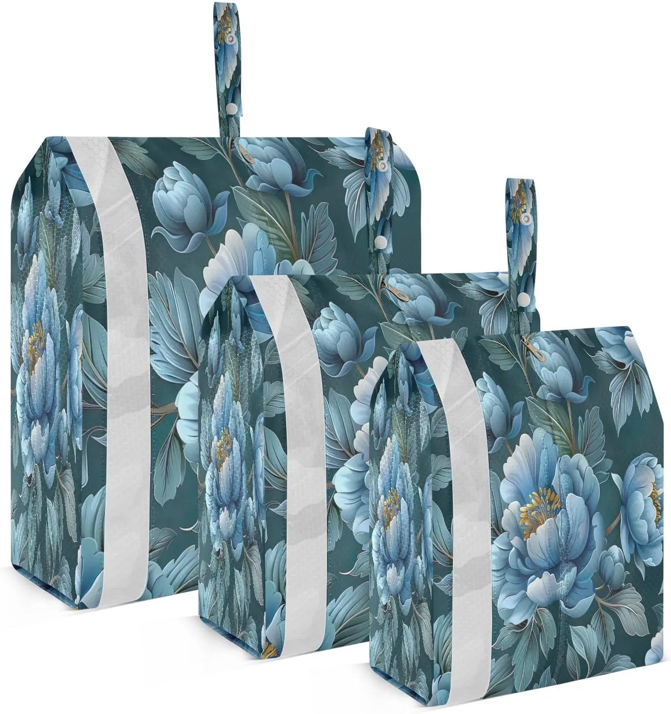 Kigai Blue Peony Travel Cubes for Packing 3 PCS Travel Luggage Packing Organizer Foldable Suitcase Storage Bag, Travel Accessories