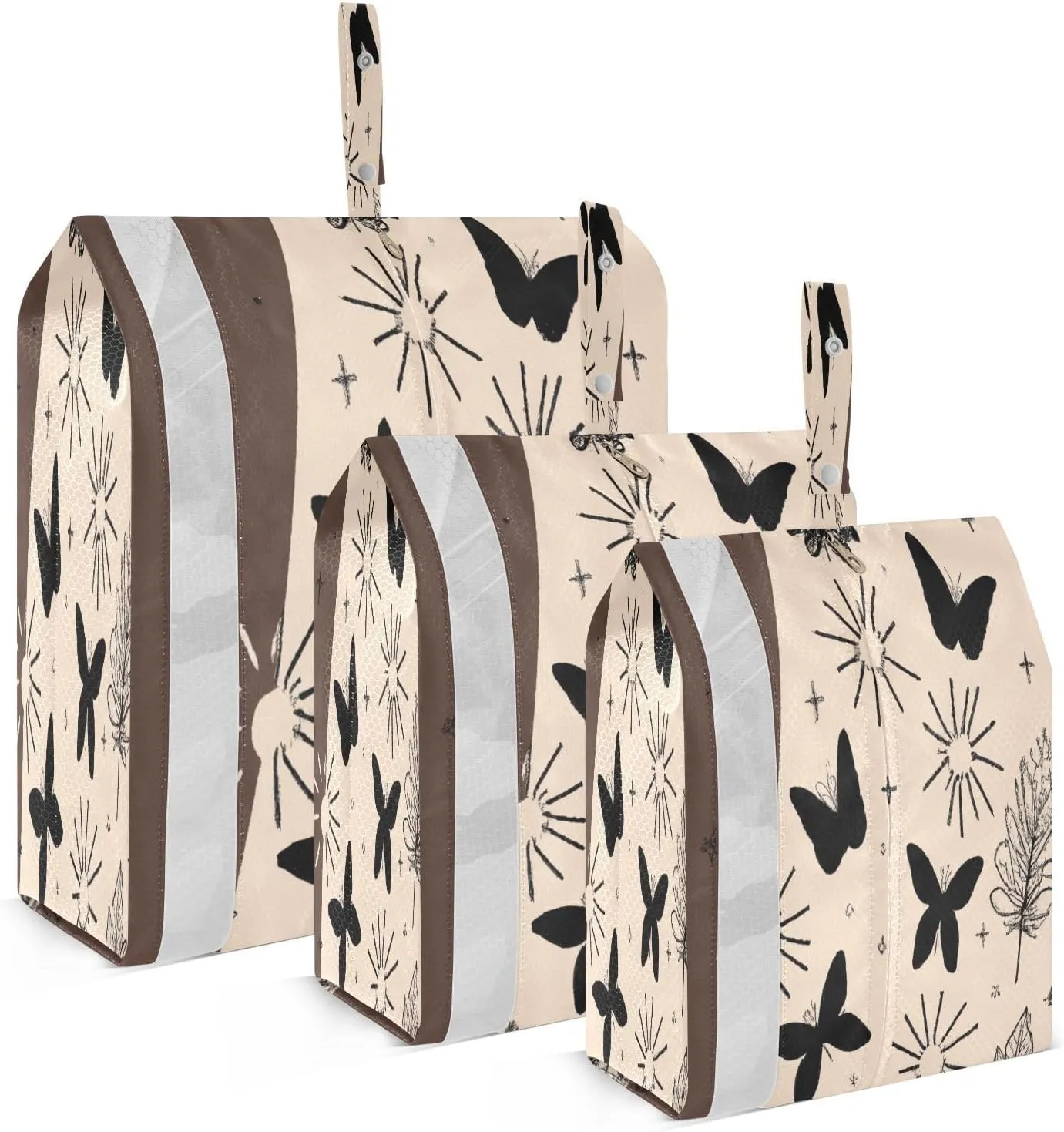 Kigai Butterfly Flower Travel Cubes for Packing 3 PCS Travel Luggage Packing Organizer Foldable Suitcase Storage Bag, Travel Accessories
