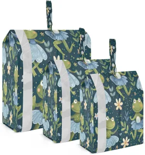 Kigai Cute Frog Travel Cubes for Packing 3 PCS Travel Luggage Packing Organizer Foldable Suitcase Storage Bag, Travel Accessories