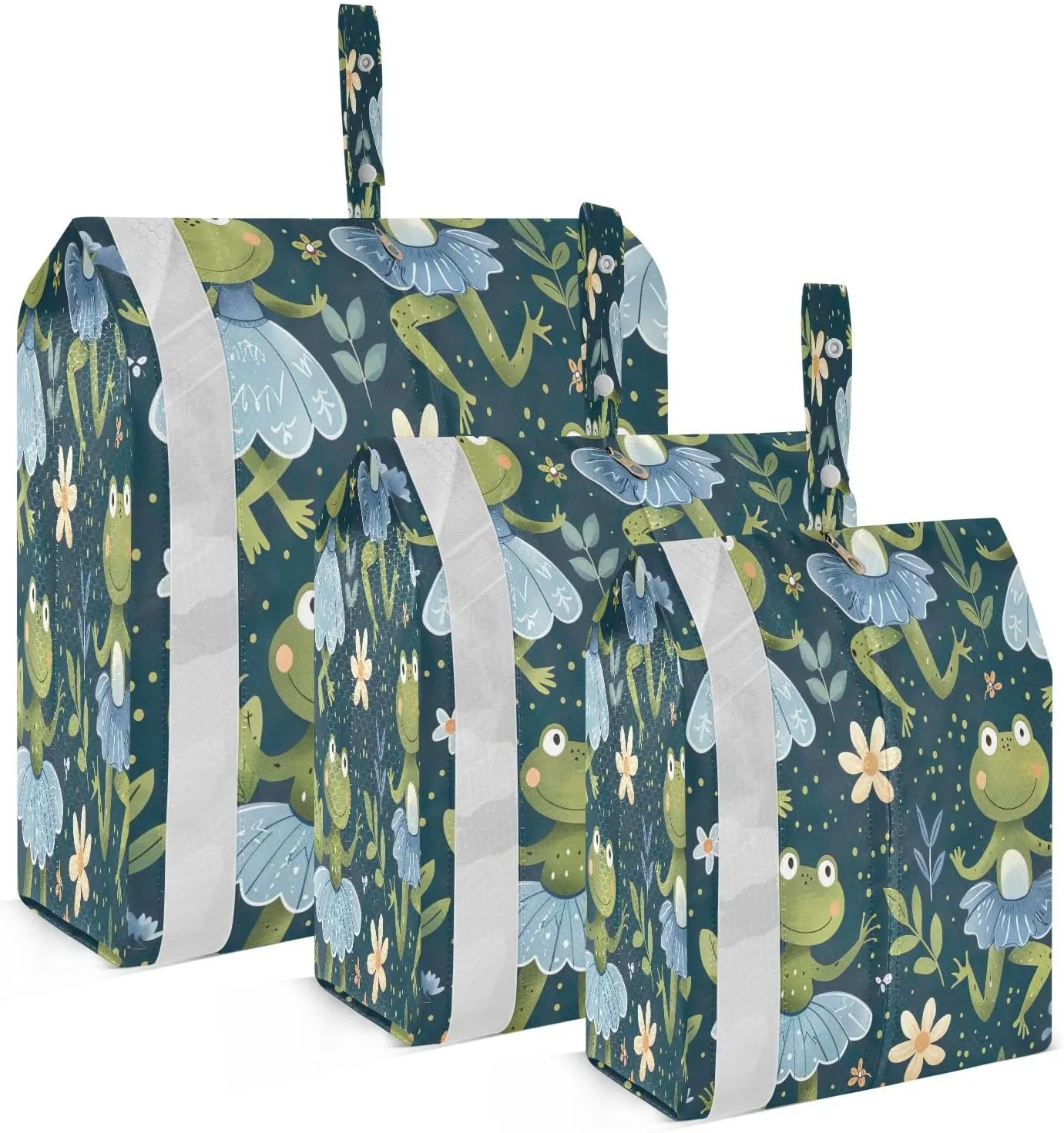 Kigai Cute Frog Travel Cubes for Packing 3 PCS Travel Luggage Packing Organizer Foldable Suitcase Storage Bag, Travel Accessories