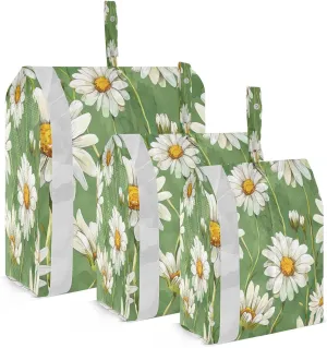 Kigai Daisy Flower Travel Cubes for Packing 3 PCS Travel Luggage Packing Organizer Foldable Suitcase Storage Bag, Travel Accessories