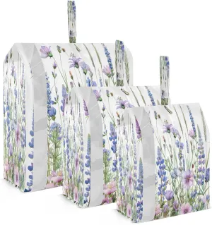 Kigai Lavender Flower Travel Cubes for Packing 3 PCS Travel Luggage Packing Organizer Foldable Suitcase Storage Bag, Travel Accessories