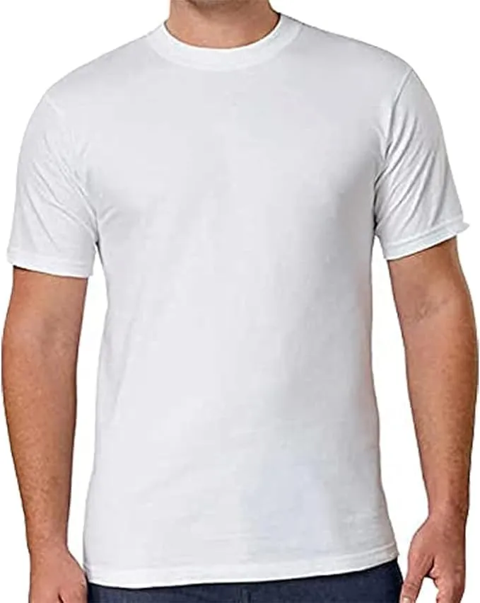 Kirkland Signature Men's Crew Neck Tee 100% Combed Heavyweight Cotton T-Shirts (Pack of 6), White, Medium