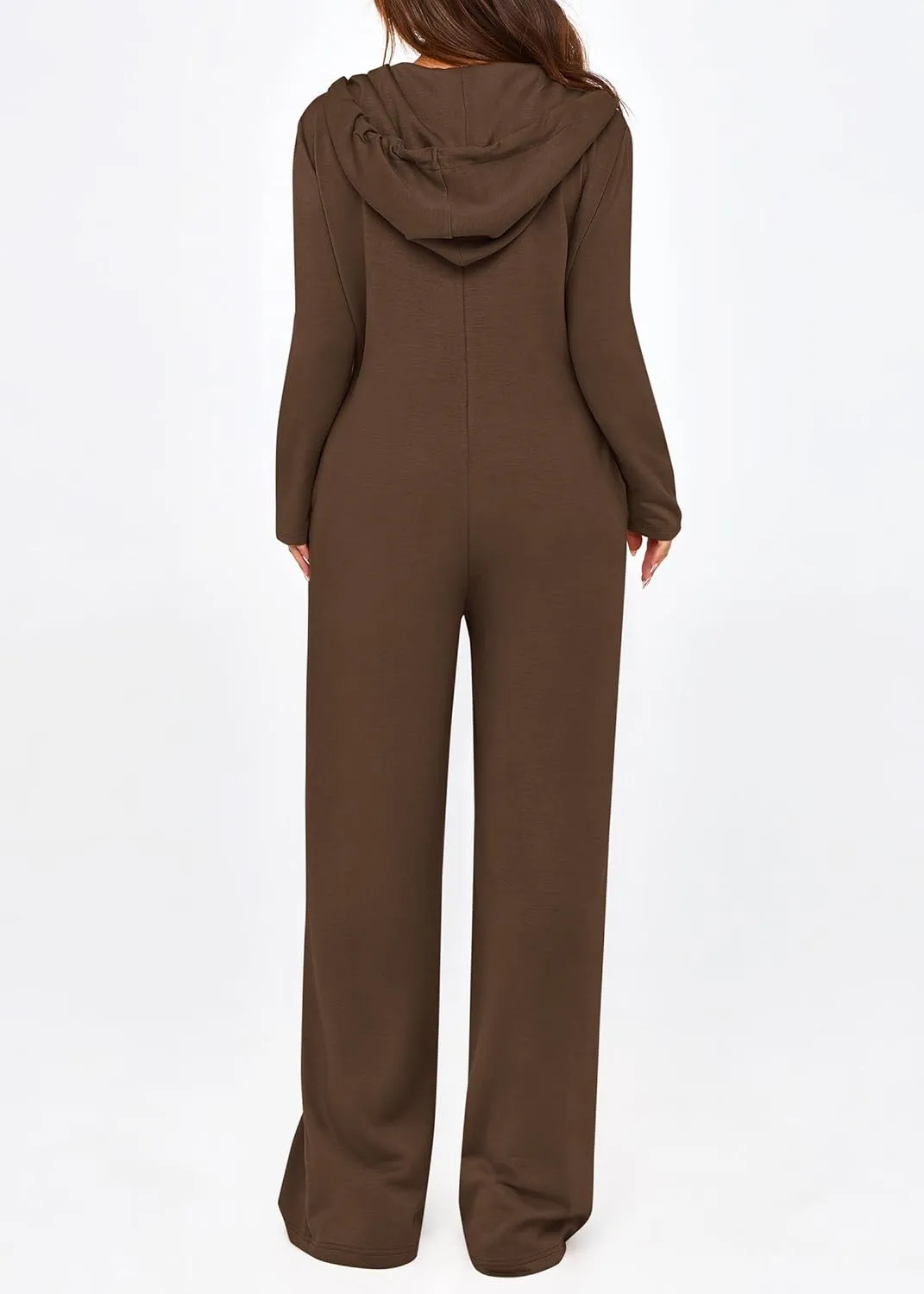 KIRUNDO Jumpsuits for Women Casual Long Sleeve Spring One Piece Outfits 2025 Drawstring Hoodie Zip Up Loose Romper Overalls