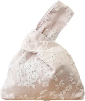 Lace Wrist Bag Women Handbag Ancient Style Coin Purse Hanfu Accessories Elegant Bucket Evening Bag for Mobile Phone Cash