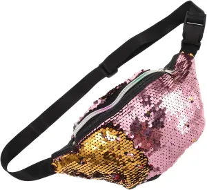 Ladies Shiny Pu Waist Bag Mermaid Sequin Fanny Pack for Women Girls Adjustable Belt Bag Fashionable Mermaid Accessories