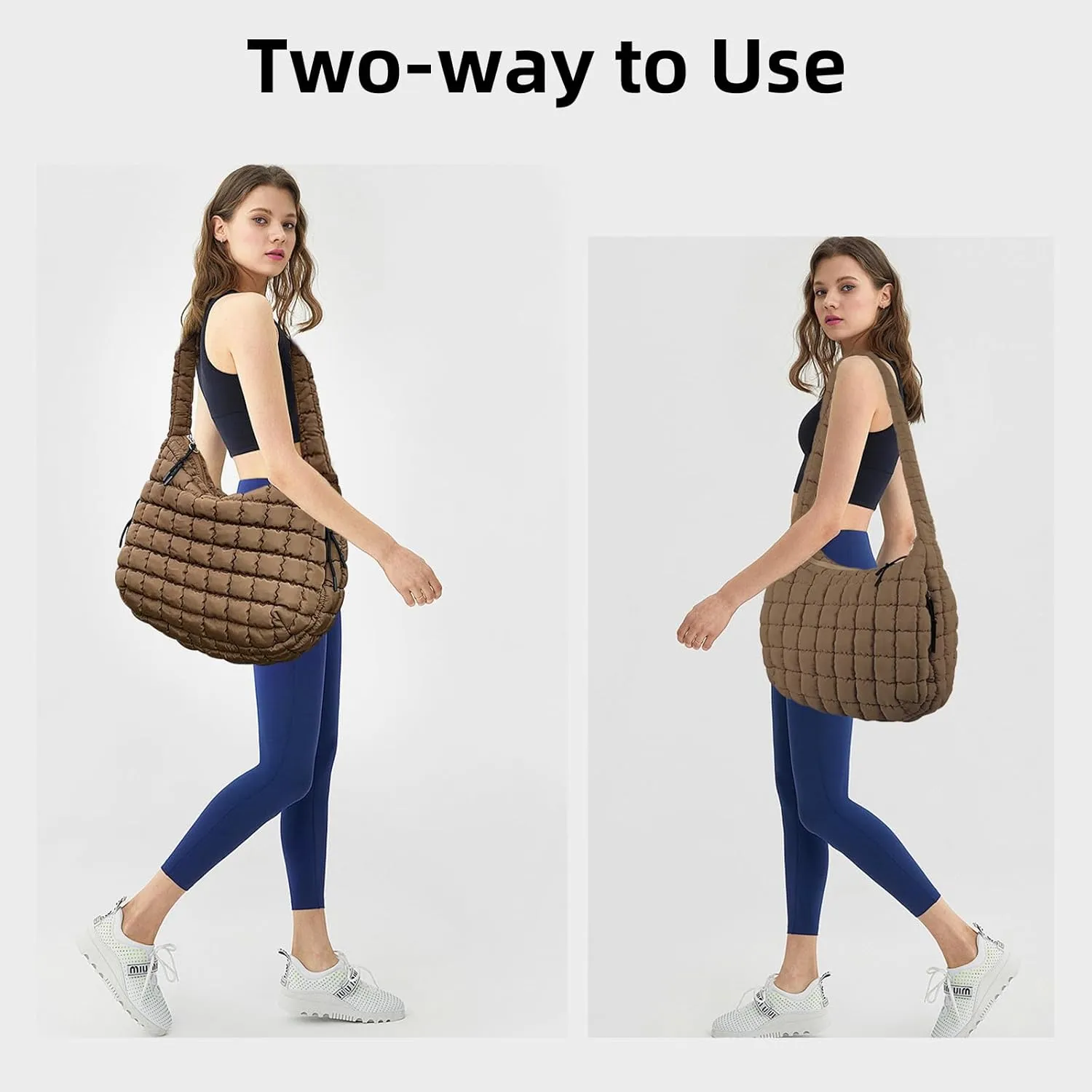 Large Quilted Tote Bag Crossbody Puffer Tote Bags for Women Quilted Hobo Bags Carryall Shoulder Bubble Bag