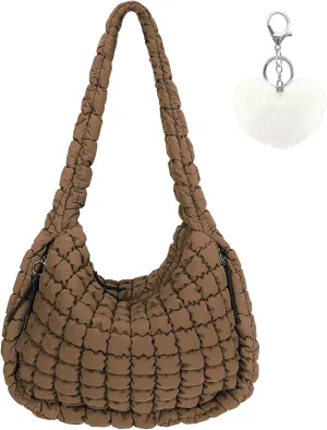 Large Quilted Tote Bag Crossbody Puffer Tote Bags for Women Quilted Hobo Bags Carryall Shoulder Bubble Bag