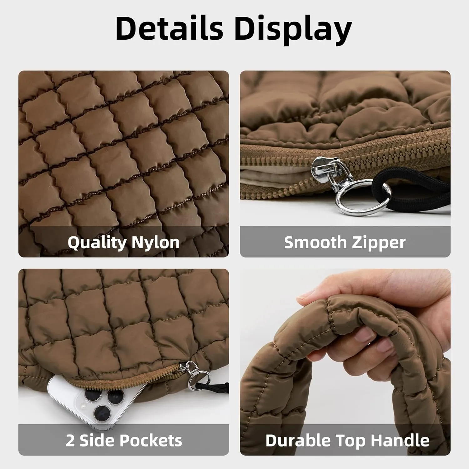 Large Quilted Tote Bag Crossbody Puffer Tote Bags for Women Quilted Hobo Bags Carryall Shoulder Bubble Bag