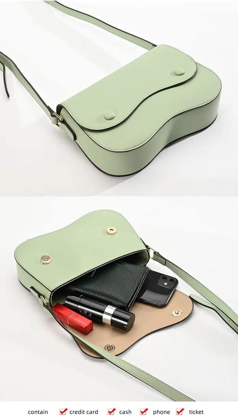 Leather Crossbody Bags for Women, Small Crossbody Phone Bags Cellphone Wallet Purse for Women, Fashion Saddle Bag