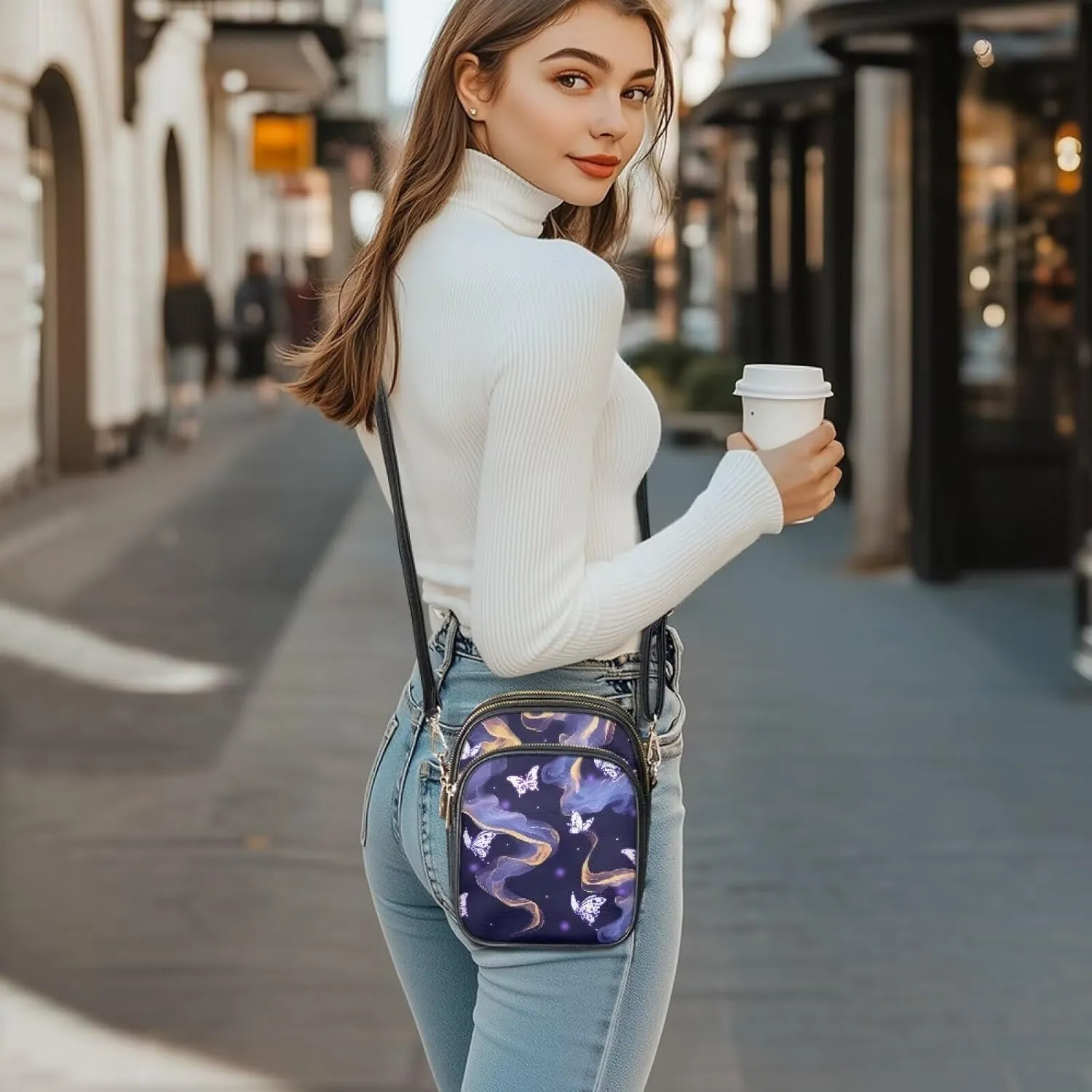 Leather Purse for Women, Leather Shoulder Crossbody Bags Sling Purses Fashion Side Belt Wallet Ladies Sling Bags