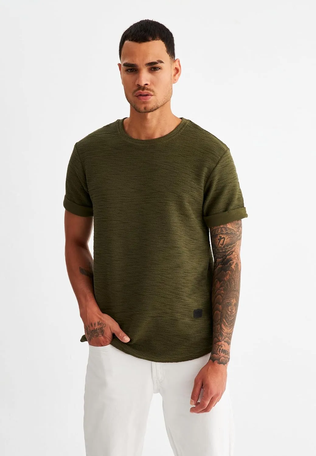Leif Nelson Mens Oversize Slim Fit Crewneck Cotton T shirt Short Sleeve Classic Stylish Skin Friendly Tee