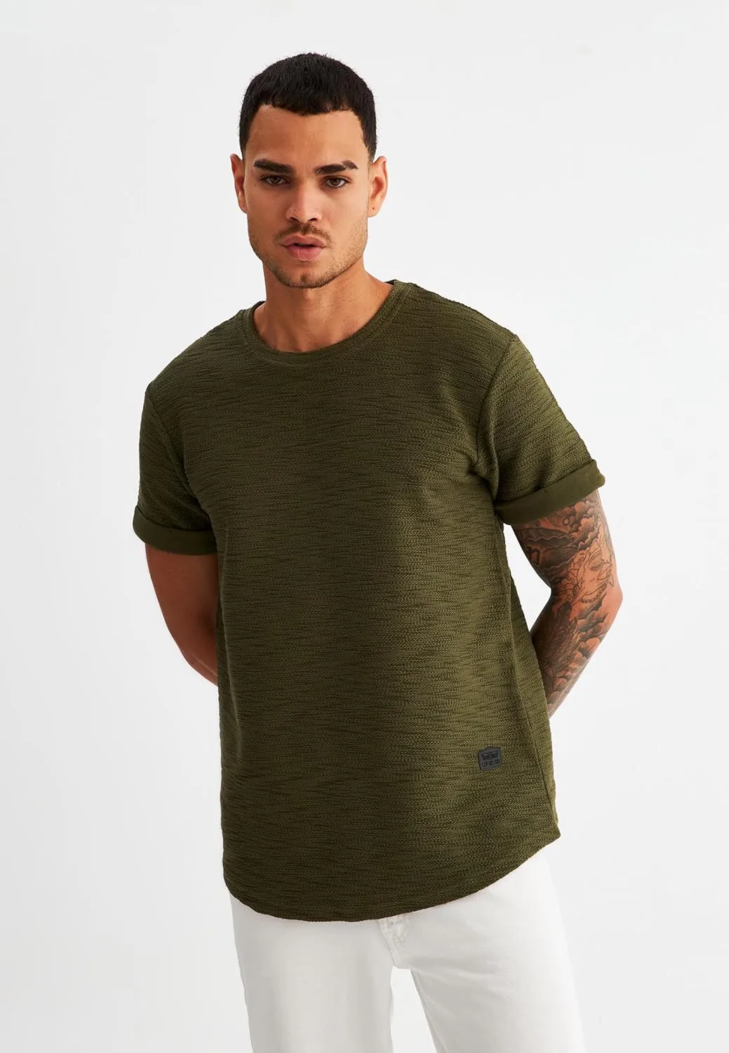 Leif Nelson Mens Oversize Slim Fit Crewneck Cotton T shirt Short Sleeve Classic Stylish Skin Friendly Tee