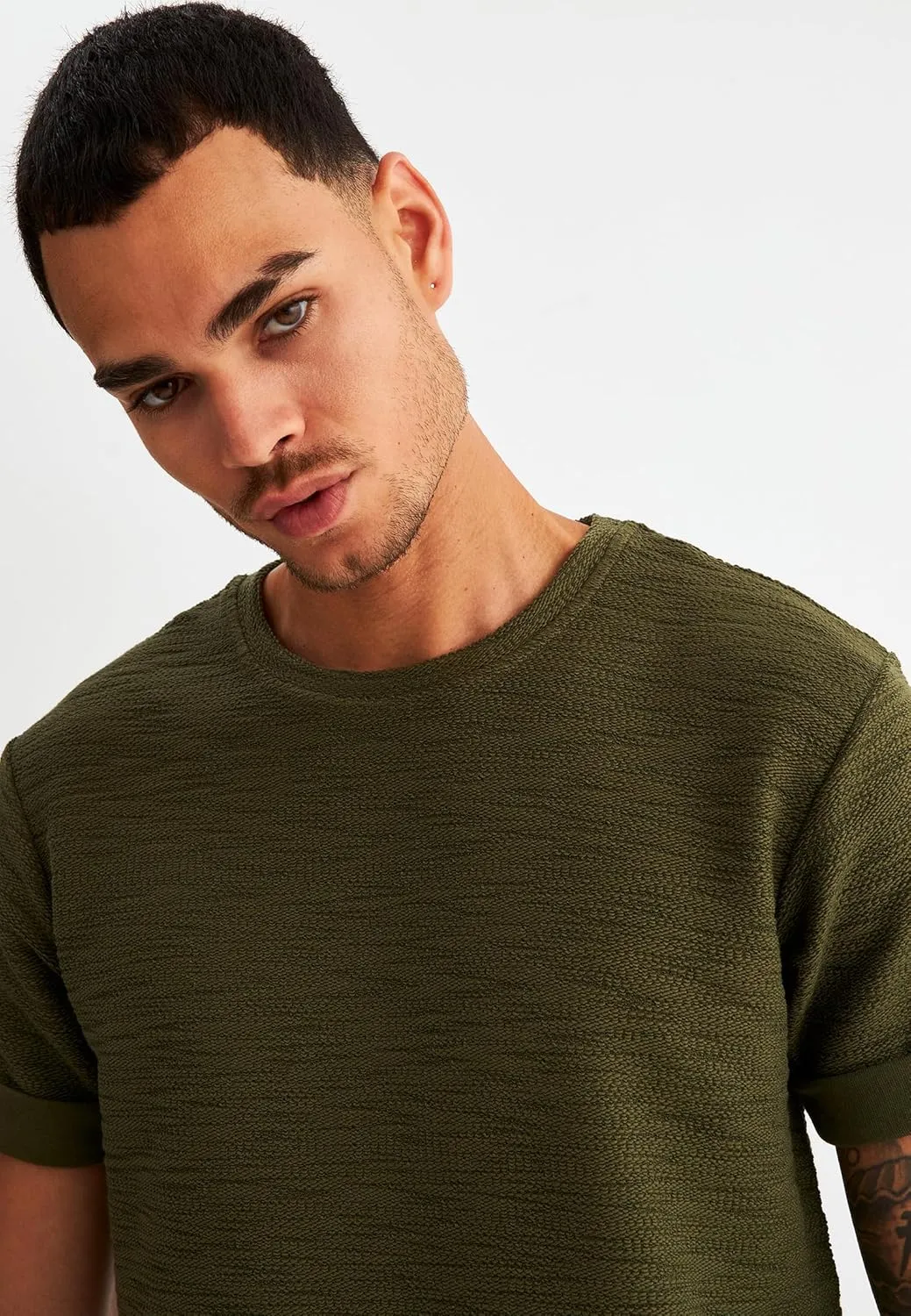 Leif Nelson Mens Oversize Slim Fit Crewneck Cotton T shirt Short Sleeve Classic Stylish Skin Friendly Tee