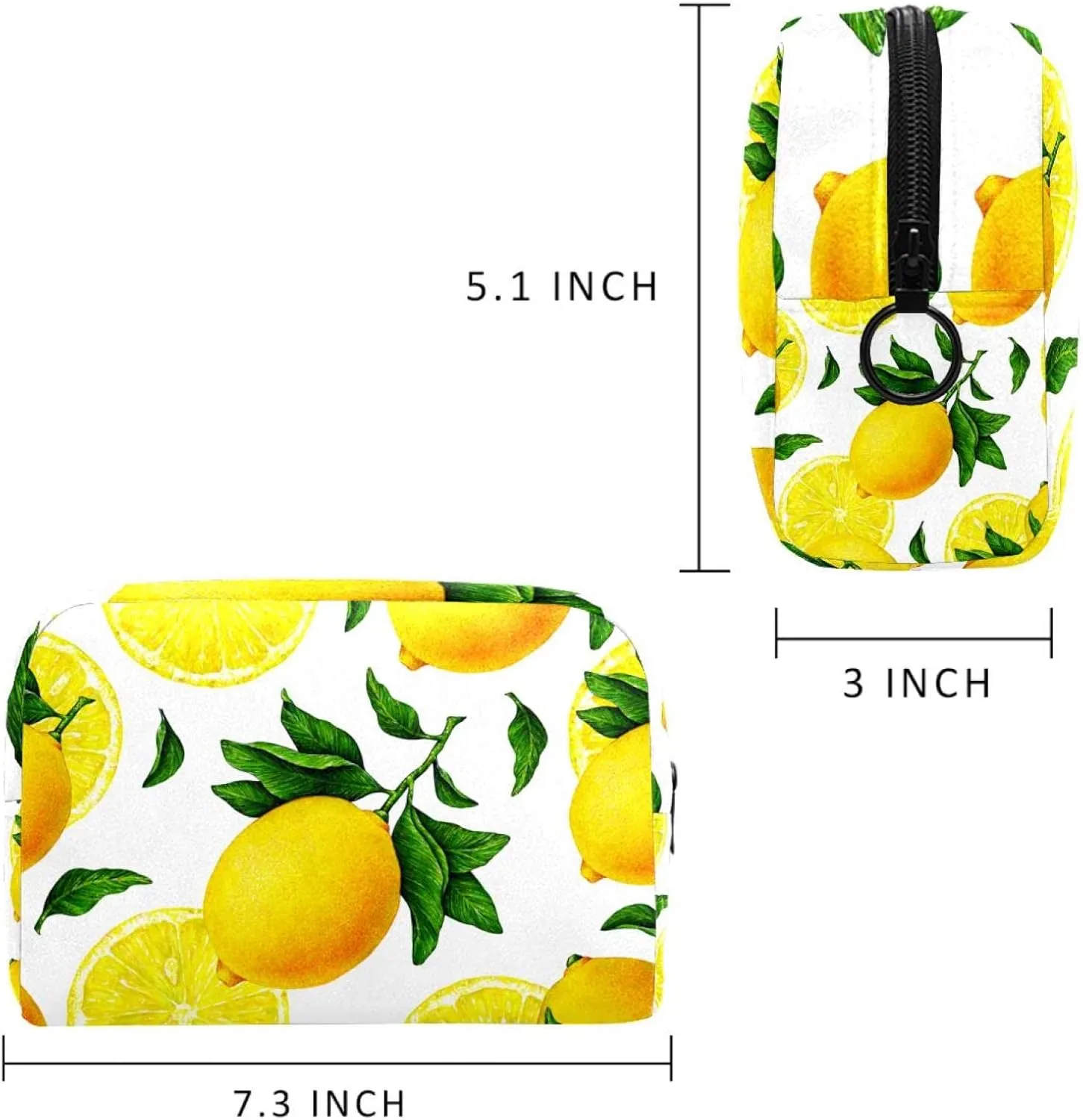 Lemon Fruit Small Makeup Bag for Purse, Portable Cosmetic Bag Zipper Makeup Pouch for Women, Stationery, Toiletries, Travel Accessories