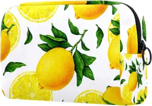 Lemon Fruit Small Makeup Bag for Purse, Portable Cosmetic Bag Zipper Makeup Pouch for Women, Stationery, Toiletries, Travel Accessories