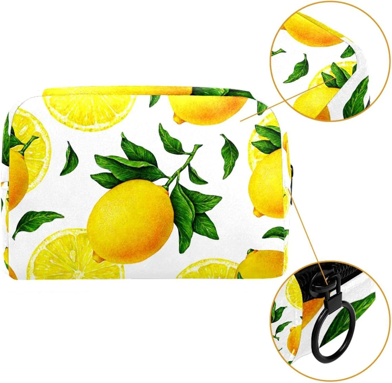 Lemon Fruit Small Makeup Bag for Purse, Portable Cosmetic Bag Zipper Makeup Pouch for Women, Stationery, Toiletries, Travel Accessories