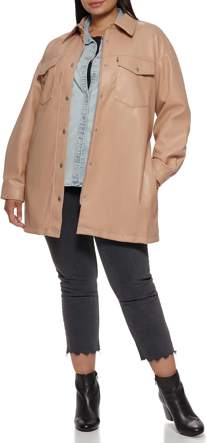Levi's Women's Faux Leather Belted Shirt Jacket (Standard & Plus Sizes)
