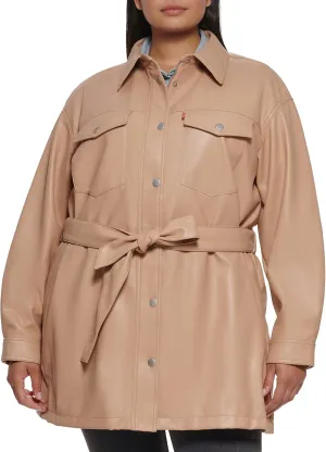Levi's Women's Faux Leather Belted Shirt Jacket (Standard & Plus Sizes)