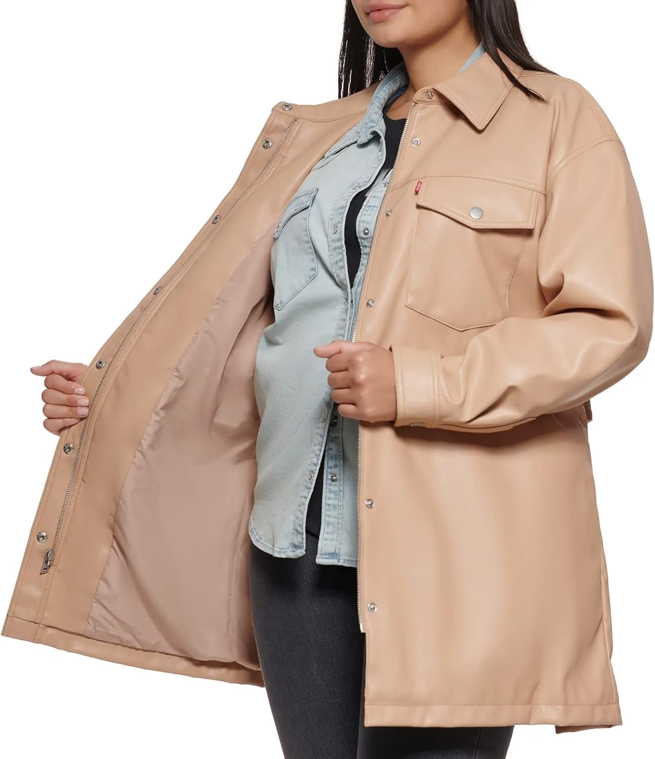 Levi's Women's Faux Leather Belted Shirt Jacket (Standard & Plus Sizes)