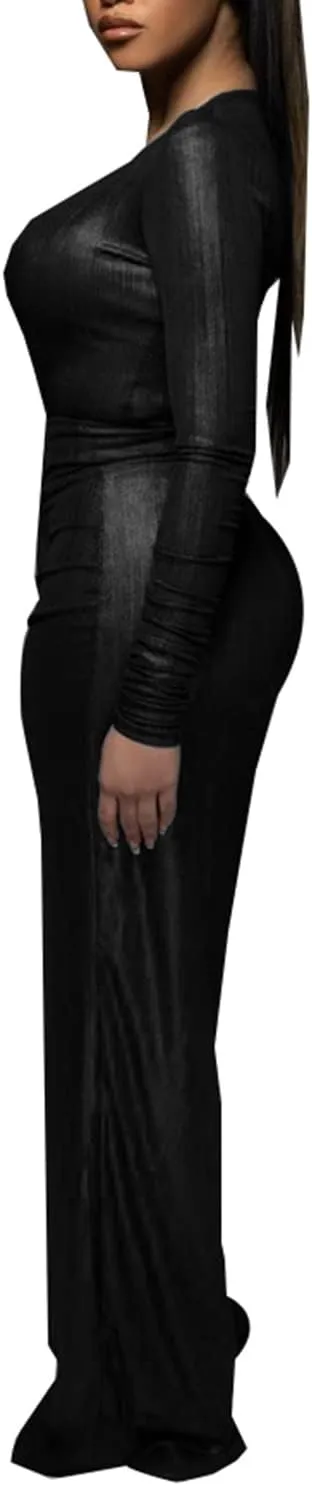 LightlyKiss Women's Sexy Deep V-Neck Long Sleeve Velvet Pants One piece Romper Jumpsuits