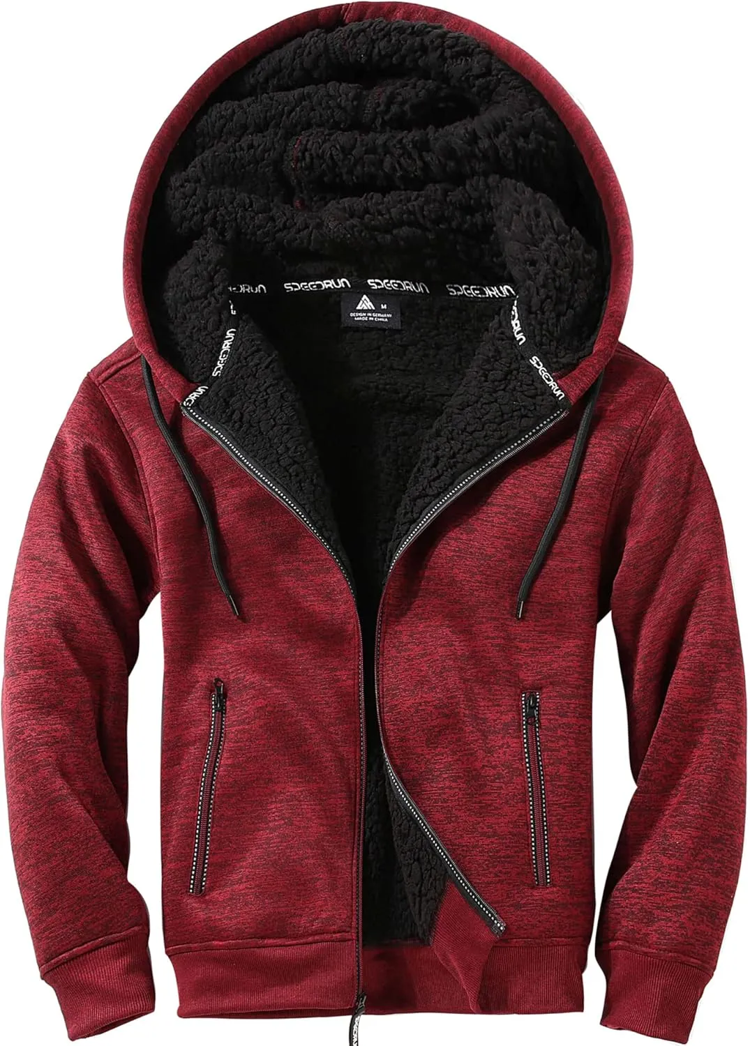 Little Beauty Men Hoodies Full Zip Up Jacket Fleece Sherpa Lined Heavyweight Sweashirts Winter