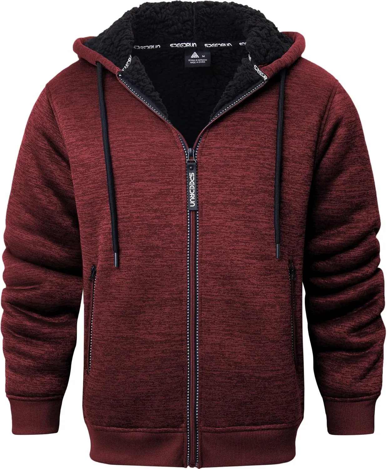 Little Beauty Men Hoodies Full Zip Up Jacket Fleece Sherpa Lined Heavyweight Sweashirts Winter